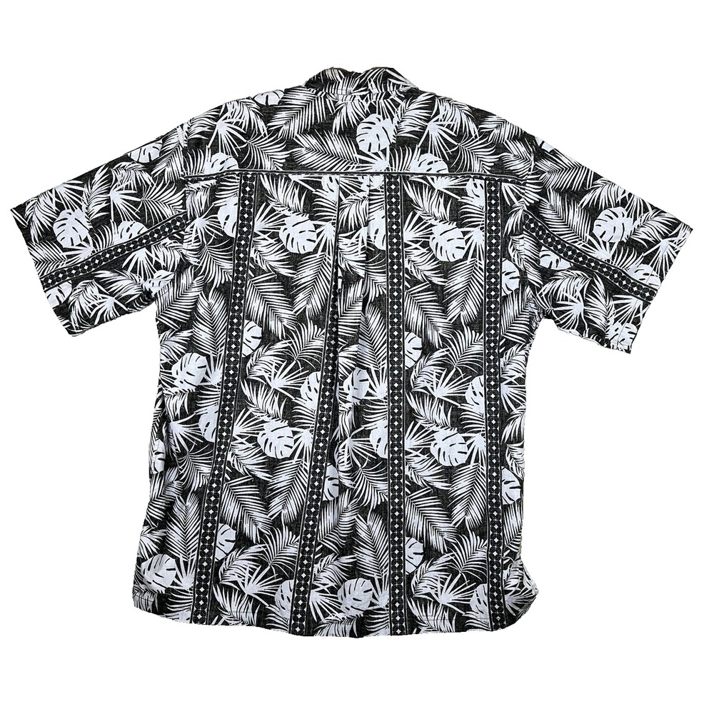 COOKE STREET Shirt Mens Size L Short Sleeve Hawaiian Black Lt Blue Floral Button - Picture 4 of 10